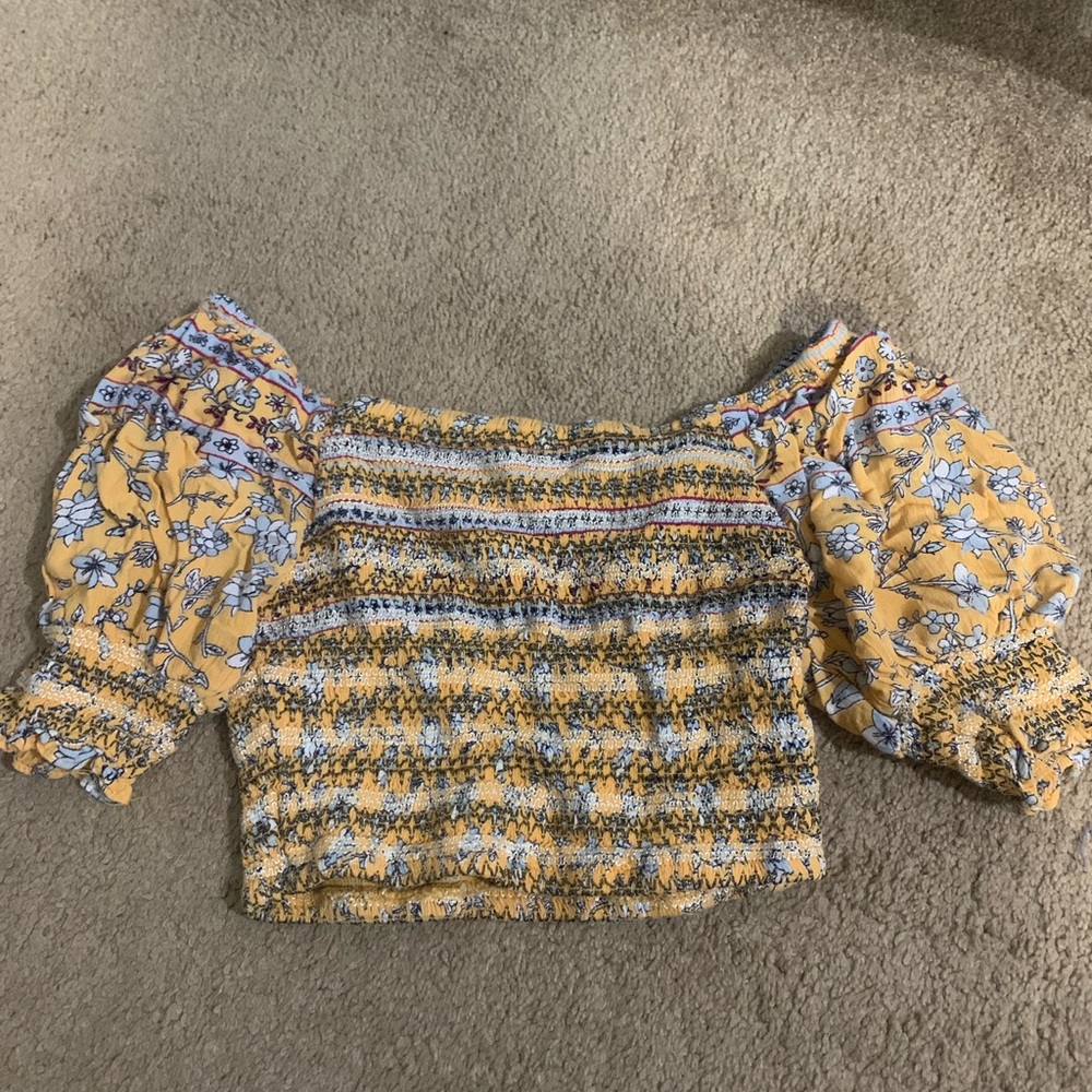 Floral Yellow Off-Shoulder Top